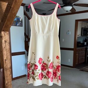 Jessica Howard Off White & Multi-Color Rose Design Sleeveless Dress Size 12P